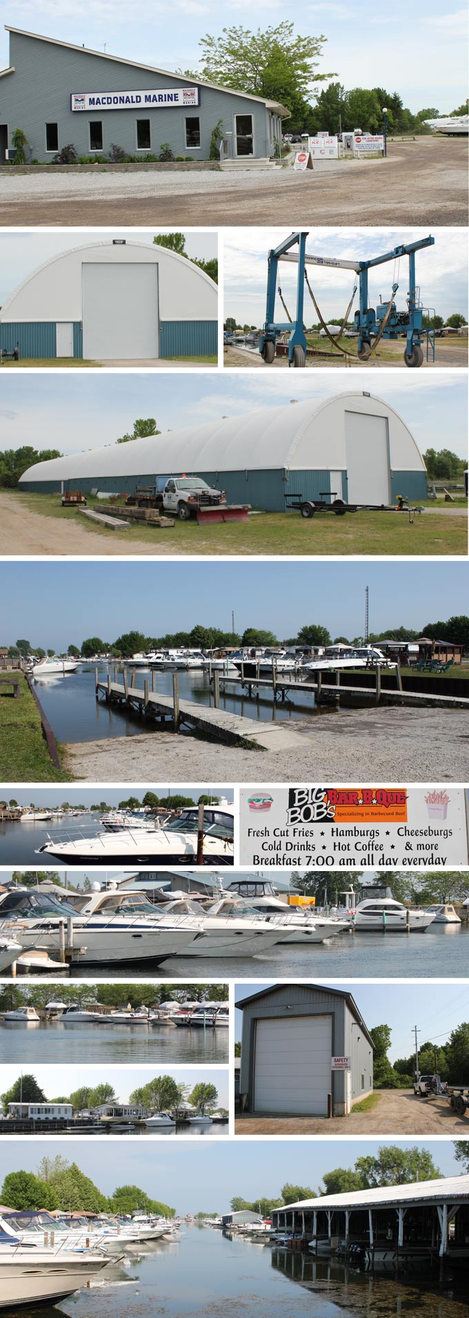 Boat slips and marina facilities at MacDonald Turkey Point Marina on Lake Erie